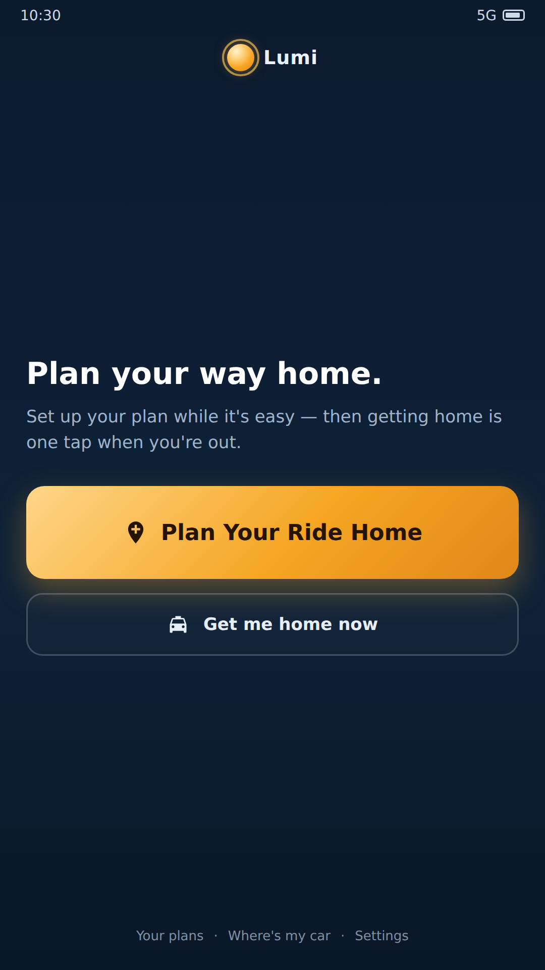 Lumi landing screen